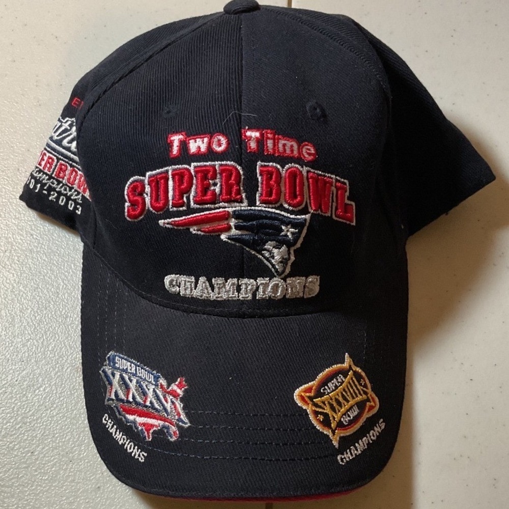 Reebok New England Patriots Two Time Super Bowl Champions Hat 2001-2003 NWT Navy